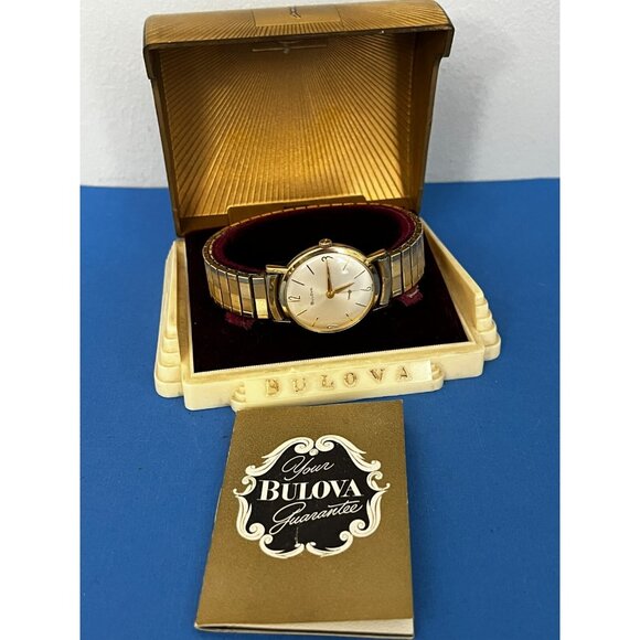 Vintage 1964 M4 Bulova Mens 10k Gold Rolled RGP Watch in case NICE! - Picture 1 of 16